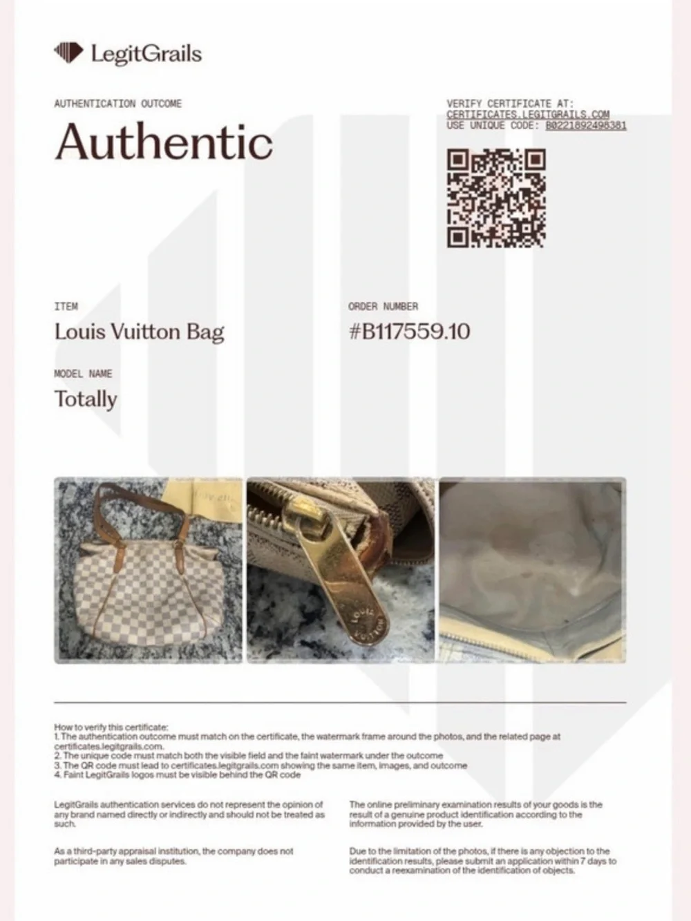 Louis Vuitton Cream Checkered Tote with Brown Leather Straps